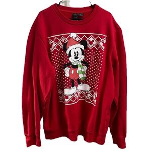 Walt Disney Womens Mickey‎ Mouse Red Christmas Sweatshirt Sz. 3XL-doesn't Light